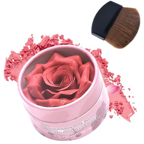 Makeup Blush - 10ml 3D Rose Petal Design Cream, Buildable Natural Color Cheek Tint, Long-Lasting Soft Matte Powder Rouge, Lightweight Portable Cosmetic | Travel School Home Outdoor Gift