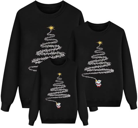 pxjsdwe Jersey Navidad Familia Mujer Hombre Niño Sudaderas Navideñas Familiares Cuello Redondo Manga Larga Christmas Sweater Invierno Cálido Jerseys de Navidad para Parejas Blusas Tops