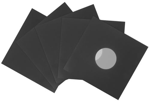 CAXUSD 6 Pezzi Custodie Protettive in Carta Kraft per Dischi in Vinile Maniche Esterne Resistenti per Vinili Protezione Anti-Impronte e Polvere Nero per Collezionisti e Appassionati