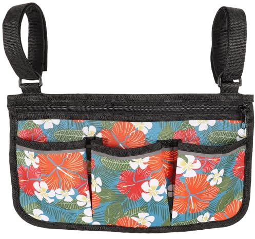 GARVALON Paquet de Rangement Latéral pour Fauteuil Roulant 900d Oxford Pu, Pochette Résistante à L'usure Sangles Réglables, Organisateur Pratique pour Accessoires de Déambulateur et Usage