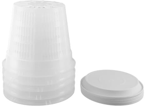 FUANA Lot de 5 pots à orchidée avec soucoupes en plastique transparent avec trous de drainage pour plantes d'intérieur, plantes grasses, cactus, herbes aromatiques, 16 x 14 cm et 19 x 16 cm, 16 cm
