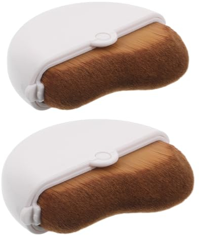 IWOWHERO 2 St Rotationsbar Foundationborste med Lock Ergonomisk Vågformad Design för Flytande och Puderfoundation Silkig Makeupborste för Täckning och Enkel Rengöring för Resor och Daglig