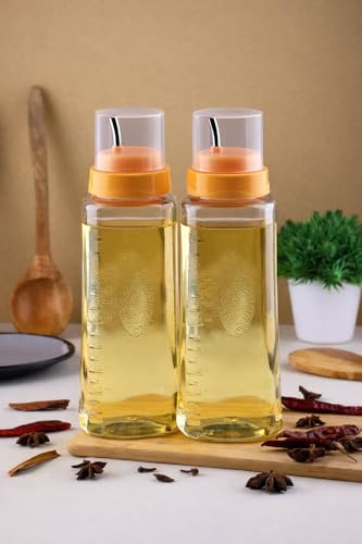 HomeWiz Oil Dispenser For Kitchen Plastic Bottle 1 Litre | Pack of 2 Oil Bottle | Food Grade BPA-Free Cooking Oil Bottle with Flip Nozzle | Leak-Proof Storage for Daily Cooking | Easy to Pour & Clean