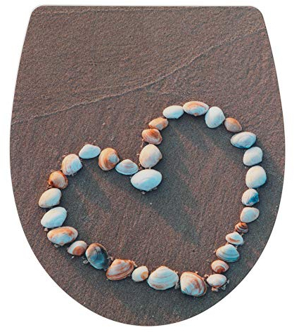 WENKO Premium WC-Sitz Hochglanz Acryl Heartbeach, Antibakterieller Toilettensitz, Absenkautomatik, Fix-Clip Hygiene Befestigung