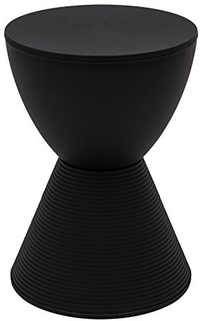 LeisureMod Black Side Table – Modern Hourglass Drum End Table with Storage, Removable Lid – Compact Accent Table for Indoor & Outdoor Use