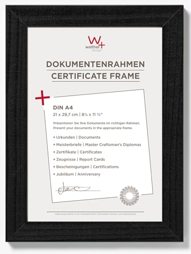 walther design Bilderrahmen schwarz 21 x 29,7 cm (DIN A4) Home Holzrahmen HO130B