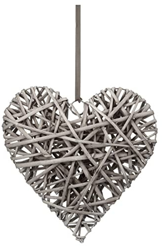 Atmosphera - Wanddeko Herz - Weide - 30x30 cm - Grau