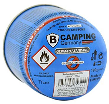 Camping Germany Gaskartuschen 4 Stück Set 190g Butangas Butan Gas Stechkartusche Kartuschen (4 Stück, 190g)
