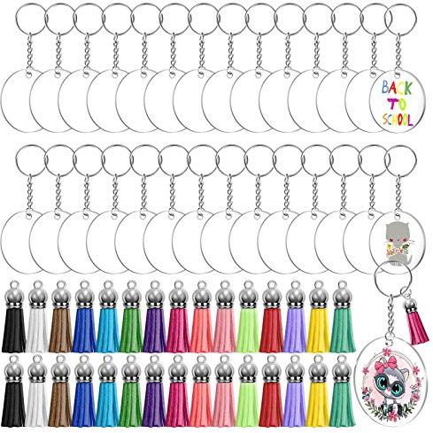 Audab Acryl-Schlüsselanhänger Set - 120 Transparente Rohlinge für Vinyl-DIY-Bastelarbeiten