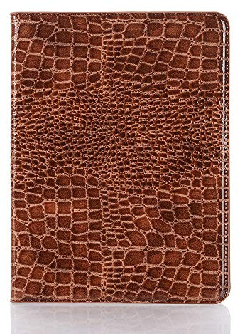 iPad Air-7.6.(11'') Air-5.4.(10,9'') Hülle, iPad Pro-3.4.5.6.(11'') Hülle für Frauen, DMaos Krokodil Reflector Synthetisches PU-Leder Folio Smart Cover- Braun