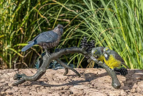 IDYL Bronze-Skulptur Vogel auf AST | 17x26x38 cm | Tierfigur aus Bronze handgefertigt | Gartenskulptur oder Wohnbereich-Dekoration | Hochwertiges Kunsthandwerk | Wetterfest