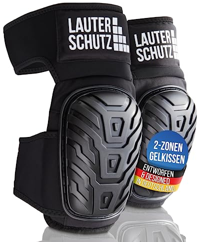 LauterSchutz® KOMFORT Knieschoner mit 2-Zonen-Gelkissen Technologie - verlängerter Gurt am Oberschenkel für perfekten Halt - für Profi Handwerker und Heimwerker [Baustelle, Garten, Fliesen]