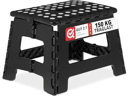 Relaxdays Klapphocker faltbar, Camping Hocker, Kinder Badhocker, bis 150 kg, Kunststoff, HBT: 22 x 35 x 28 cm, schwarz