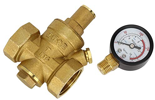 DN25 Wasserdruckregler Minderer, Jadeshay Druckminderer Einstellbarer Wasserdruckminderer + Lehren-Messinstrument (1.6Mpa)