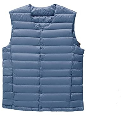 Gilet en duvet ultra léger pour homme avec col en V et/ou col rond, bleu pâle, taille XL