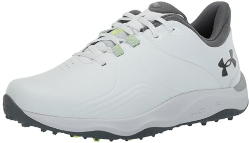Under Armour Zapato de golf ancho sin pinchos Drive Pro para hombre, (100) Blanco/Blanco/Metálico Gun Metal, 12 Wide