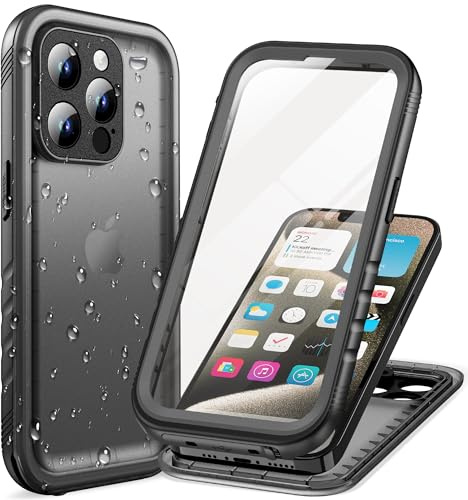 Cozycase Cover per iPhone 15 Pro Max Impermeabile Antiurto - Custodia Subacquea Waterproof Antipolvere 360 Gradi Completa Militare 15 promax Case Resistente con Protezione Fotocamera/Schermo Nero