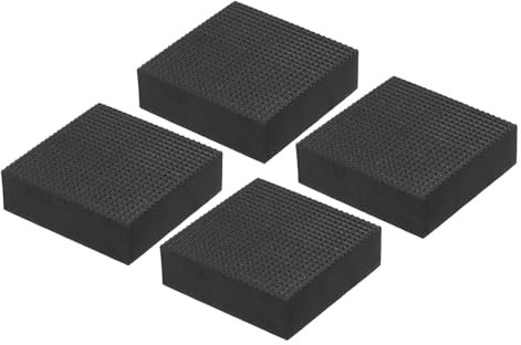 PATIKIL Almohadillas de Goma Antivibración 4Pcs Cuadradas 1.97 x 1.97 x 0.6 para HVAC Aire Acondicionado Compresor de Aire Lavadora Secadora Negro