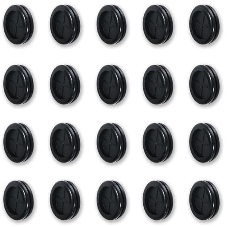 20mm Rubber Grommet, 20 Pcs Round Hole Cover, Wire Tidies Organizer Management Grommets for Machine, Black
