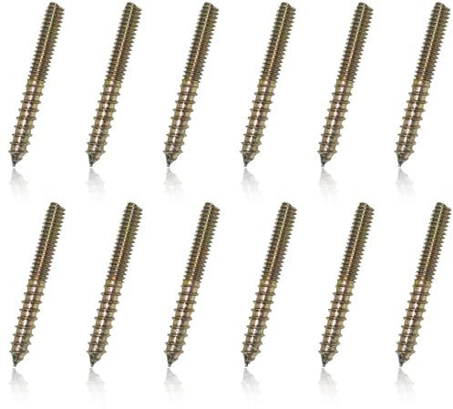 LOUZAGO 12 Pcs Hanger Bolts, Self-Tapping Screw Hanger Bolts Double Headed Bolts Wood Dowel Screw Bolts (1/4-20x2)