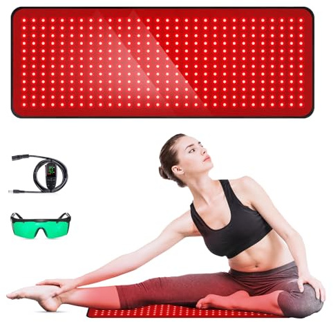 Thérapie par lumière rouge pour le corps, 660 nm 850 nm, coussin de thérapie par lumière infrarouge portable avec minuterie et télécommande pour le dos, les épaules, la taille, le genou, appareil de