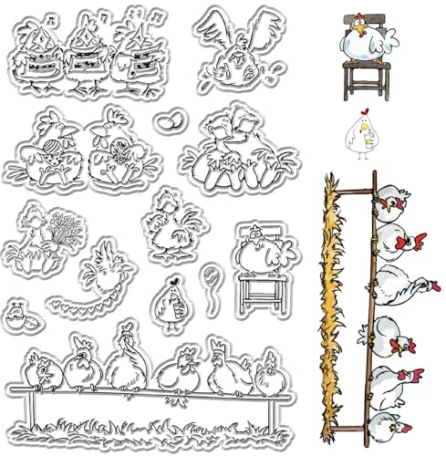 craspire Hühner Klare Stempel Hühner Cartoon Tier Wiederverwendbarer Poststempel Transparente Silikonstempelsiegel Für Die Erstellung von Journalen Und Karten Dekorieren DIY Scrapbooking Fotoalbum