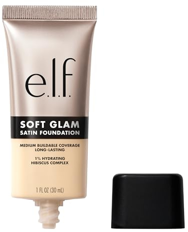e.l.f. Soft Glam Foundation, Mittlere Deckkraft, Langanhaltende & Aufbauende Foundation Für Ein Glattes, Seidenmattes Finish, Vegan & Tierversuchsfrei, 12 Fair Warm