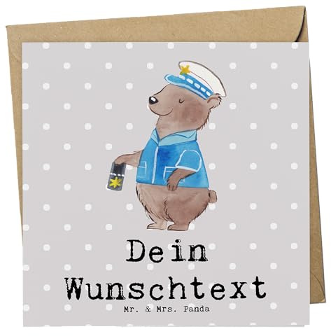 Mr. & Mrs. Panda Personalisierte Karten Polizist Herz - Geschenke, Postkarte personalisiert, Geschenk, karte, Cop, Polizei, Grußkarte