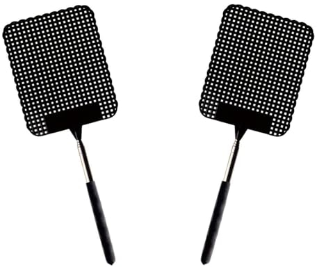 2 Stück Fliegenklatsche Ausziehbar, Insektenklatsche Mit Edelstahl Griff, Fliegenklatsche Stabil, Stabil Manuelle Teleskop Fliegenklasche, Für Verwendet, Um Fliegen, Wespen Usw (Schwarz)