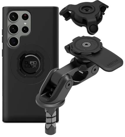 QUAD LOCK Gabelschaft-Handyhalterung für Motorrad PRO mit Vibrationsdämpfer und MAG-Hülle für Galaxy S23 Ultra