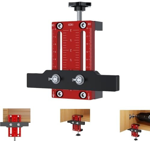 Supporto Montaggio Anta in Alluminio – Jig per Foratura Precisa di Ferramenta e Mobile – Regolabile 16–35 mm – Installazione Rapida e Semplice per Cucina & Bagno