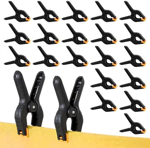 20 Stück Klemmen, Schwarze Nylon Federklemmen, Kunststoff Halteklammern, Verstellbare Spannzange, Klemmzwingen für Ateliers, Kunst, Handwerk, Holzwerkstatt, Fotografie
