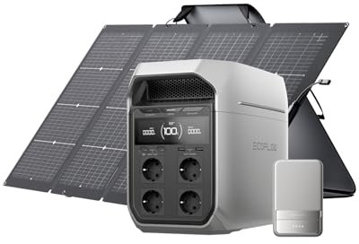 ECOFLOW DELTA 3 Plus Solar Generator with 220W Bifacial Solar Panel, 1000W solar Input, LiFePO4 Battery, Portable Power Station 1024Wh for Home Backup, Emergency Power, Camping