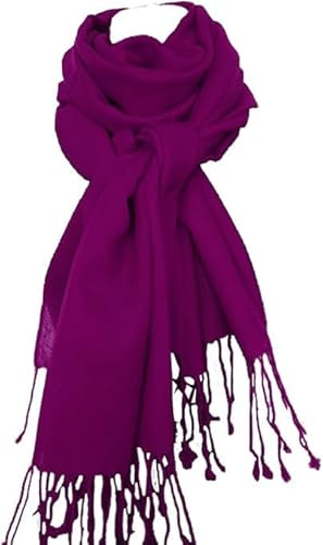 Avenella XXL Wollschal (205x70 cm inkl. Fransen) Feiner Weicher Unifarbener Gewebter Schal Tuch Stola aus 100% Wolle (Merino) Damenschal viele Farben zur Auswahl