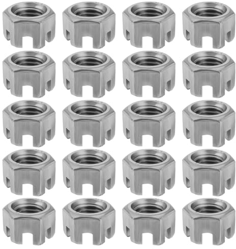 ECSiNG 20 dadi esagonali scanalati M12 x 1,25 mm, grado 4.8, in acciaio al carbonio, per industria meccanica, garage, mobili per la casa