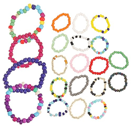 BESPORTBLE Glasringe für Damen 21 Stück Bunte Perlenringe aus Glas mit Kreativem Design Einfach zu Tragen für Sommerpartys und Shopping Zufällige Farbe