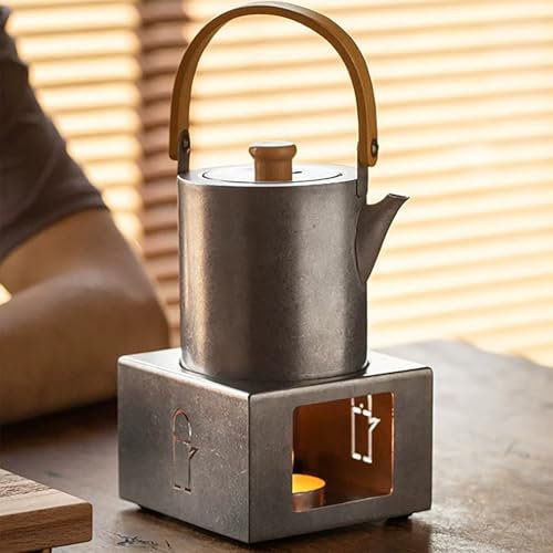 Set di teiera in acciaio inox con scaldavivande e candele, calore duraturo per tè, caffè e latte