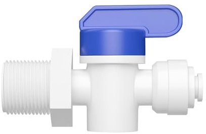 Ctyjia 1 Piezas RO Agua Recto Tubo Fitting, Conector Rápido Filtro Agua Adaptador, 1/2 Rosca Macho a 1/4 Válvula de Cierre en Línea