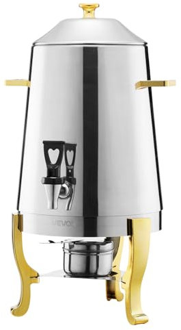 VEVOR Distributeur de Boissons Capacité 13 L, Fontaine à Eau Chaude et Froide en Acier Inoxydable, avec Brûleur à Alcool et Robinet, Distribution de Thé, Idéal pour Restaurants Hôtels Cafés Fêtes