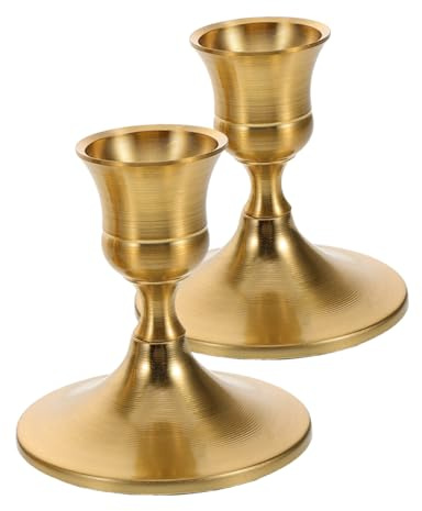 CVUTOVO Kerzenhalter Kerzenständer im Vintage Stil 4 Stabkerzen aus Messing 2 Stück Eleganter Tischdekoration für Hochzeitsfeier und Festliche Partys