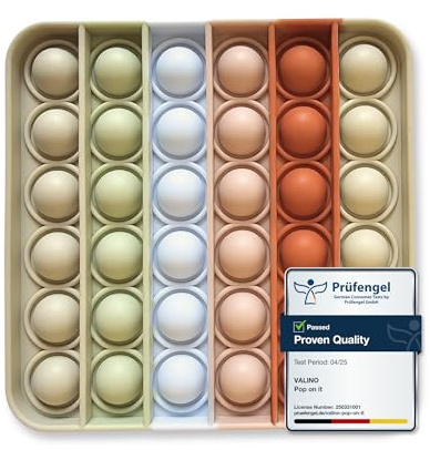 Pop on It Spielzeug Pastellfarben | Wasserfeste Bubble Fidget Toys für Kinder | Sensorik Spielzeug aus hochwertigem Silikon (Quadrat - BPA Frei)