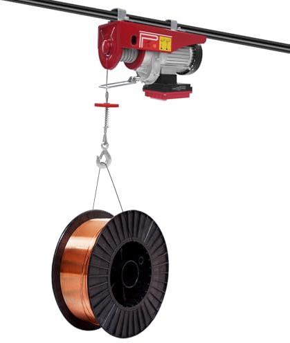 soudesileim 850/1200W Seilwinde Elektrisch mit 2 Hebegurten, Einzelseil(200/300kg), Doppelseil(400/600kg), Hubhöhe 6-12m, IP40, Seilzug Elektrisch mit Fernbedienung (600KG)