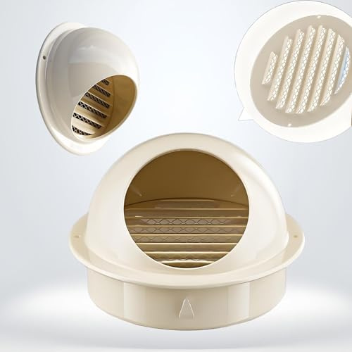 Generico Griglia di Ventilazione A Sfera in Acciaio Inox, Cappuccio A Griglia di Ventilazione 70mm-200mm Estrattore Esterno Uscita Aria A Parete Protegge dalle Intemperie(Beige,150mm)