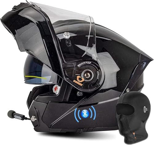 Casque De Moto Modulaire Intégré Bluetooth avec Double Visière Casque Rabattable Approuvé par La Norme Ece Casque Modulaire D’Accident De Moto pour Hommes Femmes