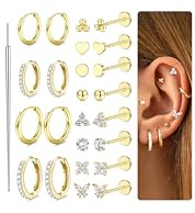 18G Helix Piercings Chirurgenstahl Push In Ohrringe Damen Creolen Gold Silber Helix Ring Labret Stud Tragus Conch Knorpel Piercing Ohr Nasenpiercing Ohrringe Stecker Tragus Piercing Set -G1
