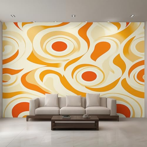 Générique Papier Peint Panoramique Abstrait Tourbillon, Papier Peint Rétro Années 70 Fond pour Chambre Wallpaper, Fresque Murale pour Salon Salle Deco Murale, 100x70cm D&O67