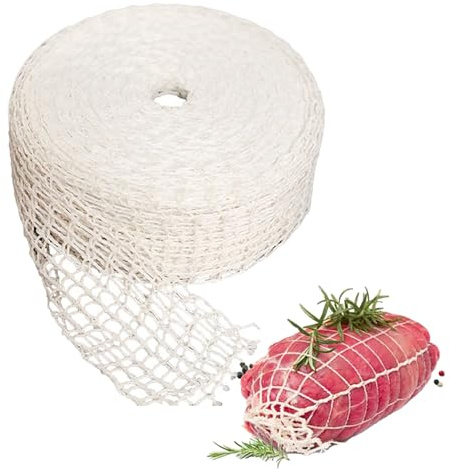 INNAL Rete Arrosto Elastica 5m 16 Fori Rete di Carne Sicura e Resistente alle Alte Temperature Multifunzione per Cucinare La Carne per Conservare Appendere Cuocere al Forno Prosciutto Salsiccia