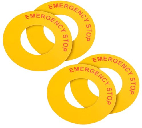 SHINEOFI 4 Stück Teiliges Not aus schild Industrial Maschinen Aufkleber mit Starker Haftung Englische Emergency Stop Warnetiketten für Sicherheitskennzeichnung an Elektrogeräten und