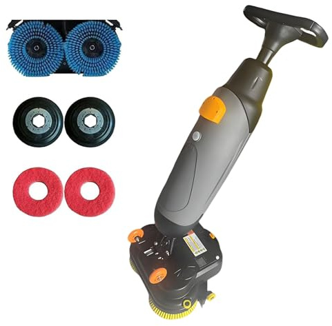 HuanEssentric Commercial Electric Floor Scrubber Tile Polisher,Carpet Extractor Power Scrub Brush,360°Rotating,Self Propelled,Convenient Cordless,for Home,Office,Bathroom Gray