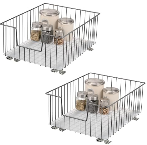 bremermann Skåpkorg, set om 2, 40 cm, bredd med hylla, kökslåda för eftermontering, fullt utdrag med teleskopskenor, perfekt för kök, badrum och sovrum, av metall (grå)